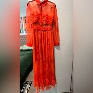 VENUS Vibrant Orange Lace Dress